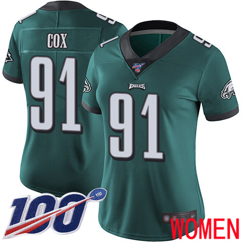 Women Philadelphia Eagles #91 Fletcher Cox Midnight Green Team Color Vapor Untouchable NFL Jersey Limited 3